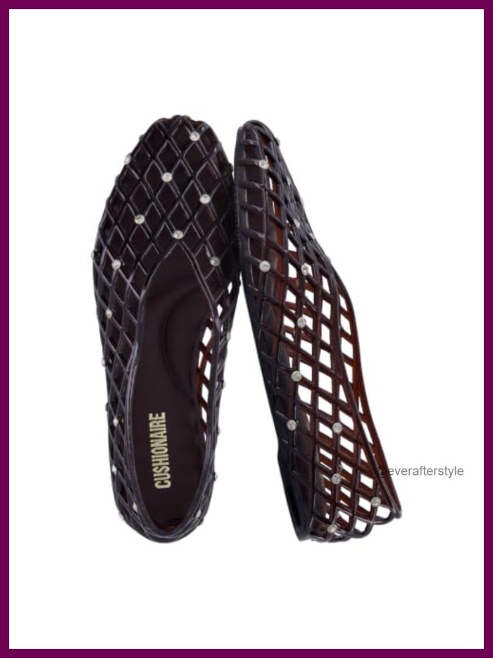 CUSHIONAIRE Jelly Ballet Flats Rhinestone Water Resistant Slip On